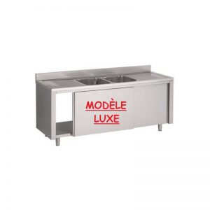 Plonge 2 bacs 2 égouttoirs sur armoire