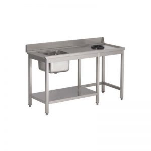 Table pour lave-vaisselle avec bac, trou à déchets et dosseret