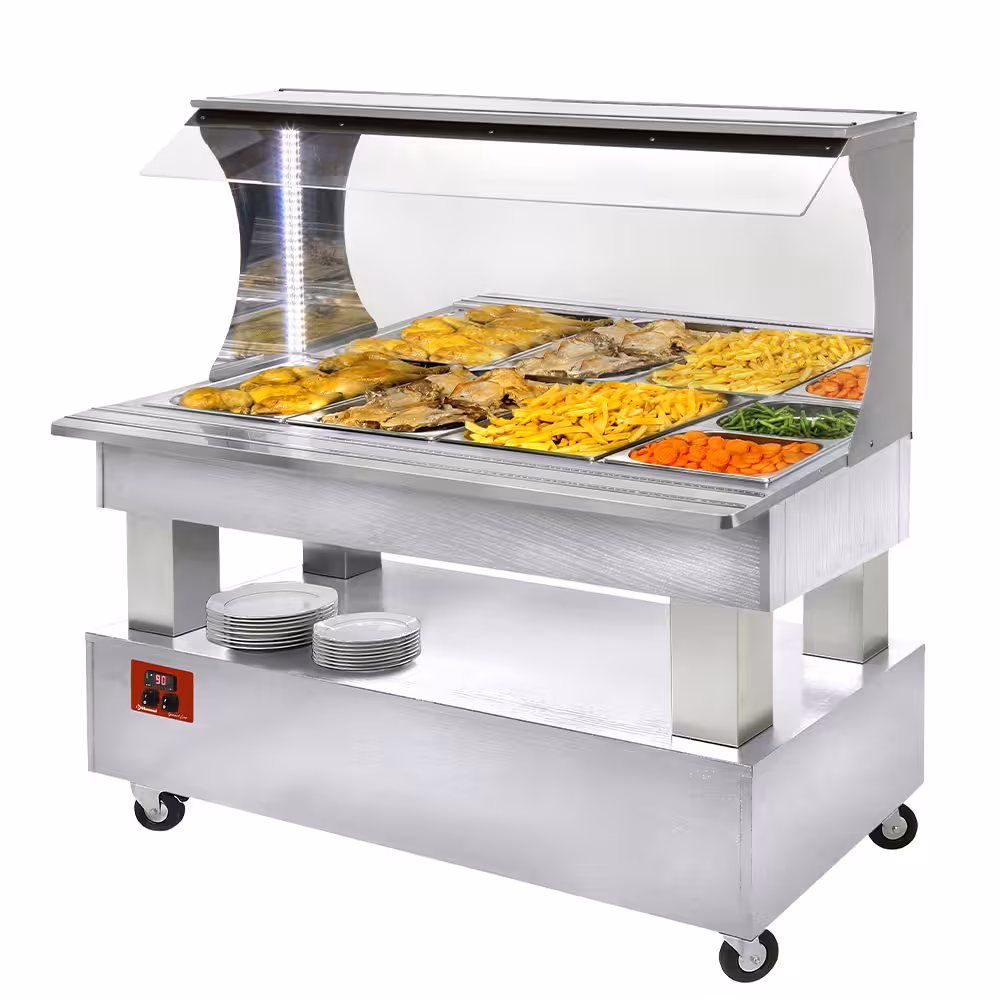 Buffet chauffant mural,  bain marie,  4x GN1/1-150 (Bois ... - restauration professionnel de qualité