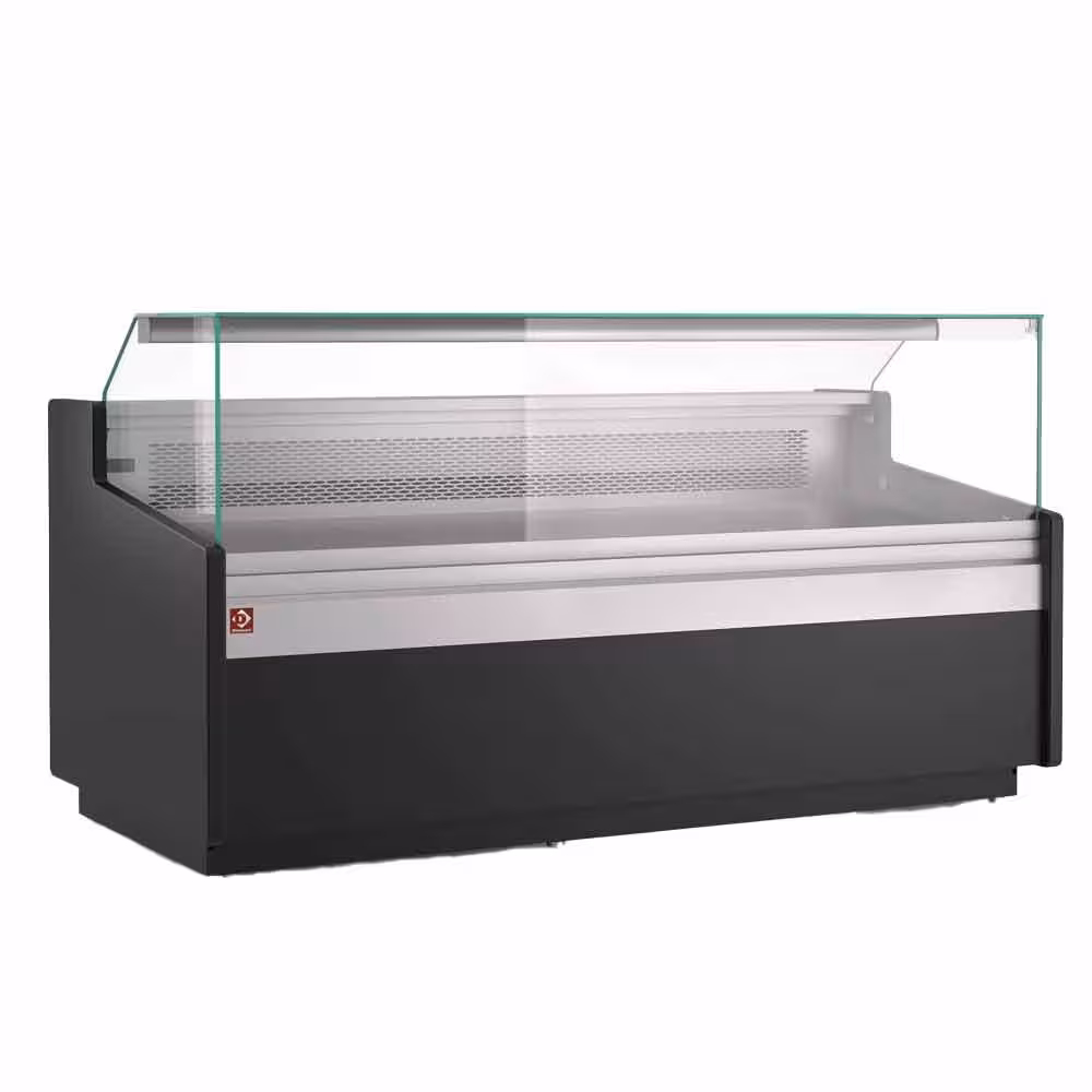 Comptoir vitrine ventilé,  vitre basse,  avec réserve - - professionnel professionnel de qualité
