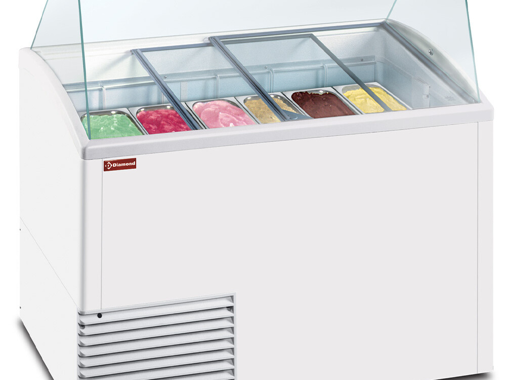 Comptoir présentoir pour crème glacée,  10 bacs (5 Lt) - équipement professionnel de qualité