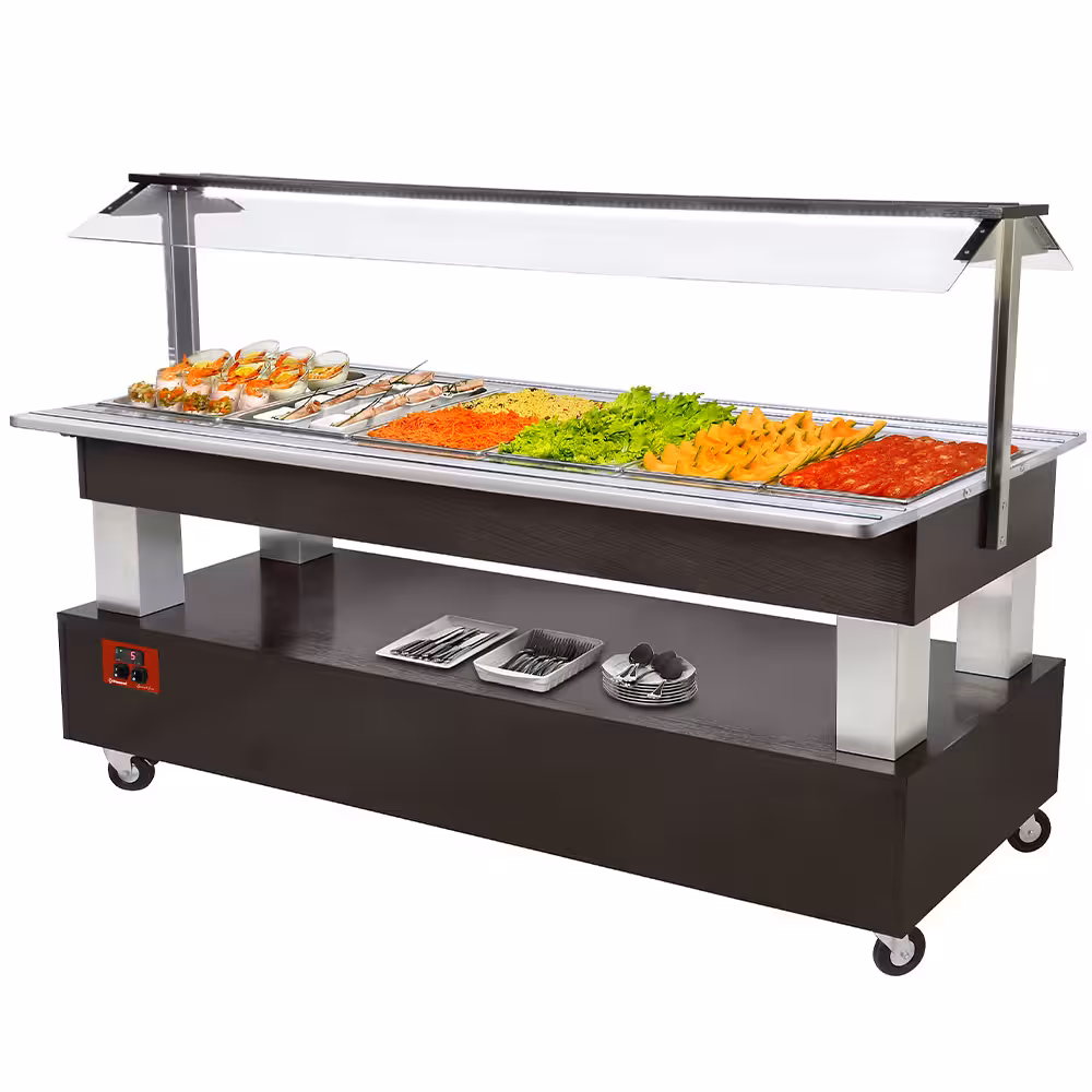 Buffet - Salad bar réfrigéré,  6x 1/1-150 (bois Wengé) - cuisine professionnel de qualité