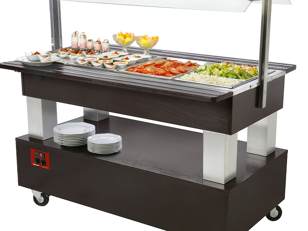 Buffet - Salad bar réfrigéré,  4x 1/1-150 (bois Wengé) - restauration professionnel de qualité