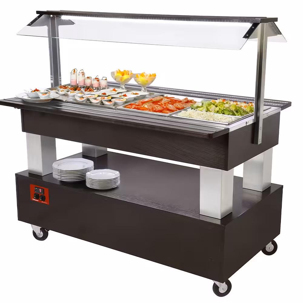 Buffet - Salad bar réfrigéré,  4x 1/1-150 (bois Wengé) - restauration professionnel de qualité