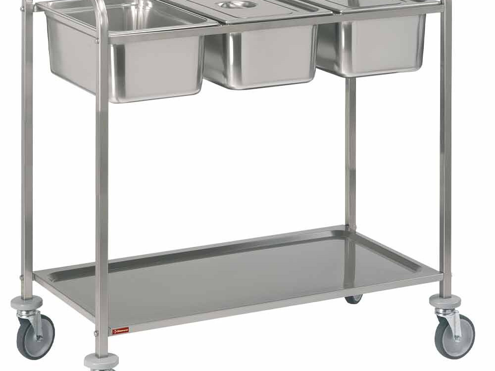 Chariot de service inox,  3x 1/1 + 1 niveau - restauration professionnel de qualité