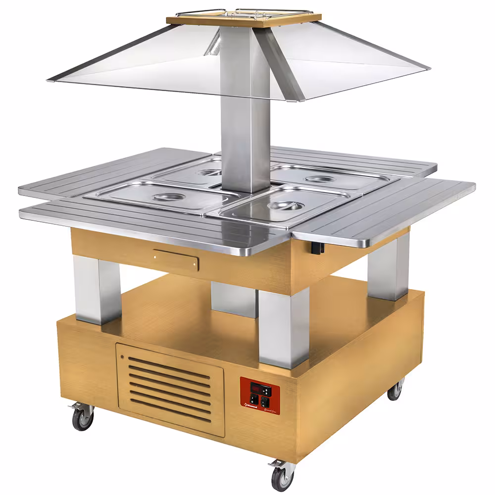 Ilot buffet chauffant,  bain marie,  4x GN1/1-150 (Bois C... - restauration professionnel de qualité