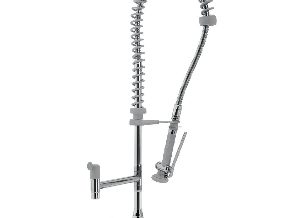 Douchette acier inox et robinet avec groupe mélangeur