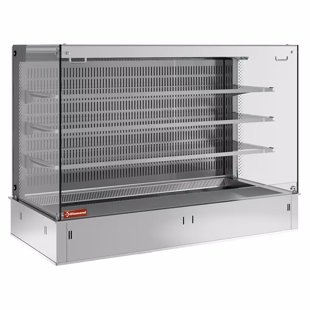 Mural avec top et vitrine "carrée" sur 3 niveaux ouverte... - cuisine professionnel de qualité