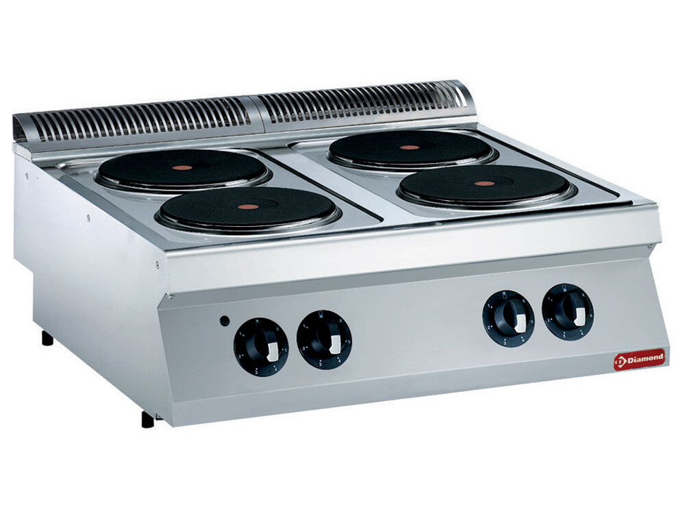 Cuisinière électrique,  4 plaques rondes -- - restauration professionnel de qualité
