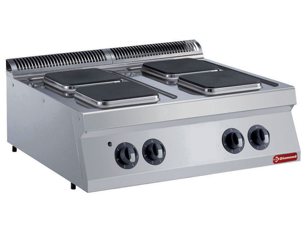 Cuisinière électrique,  4 plaques carrées -- - professionnel professionnel de qualité