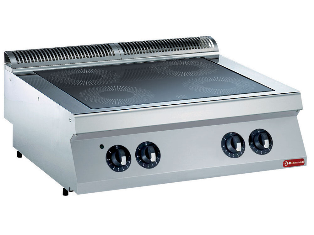 Cuisinière électrique vitrocéramique,  4 zones -- - restauration professionnel de qualité