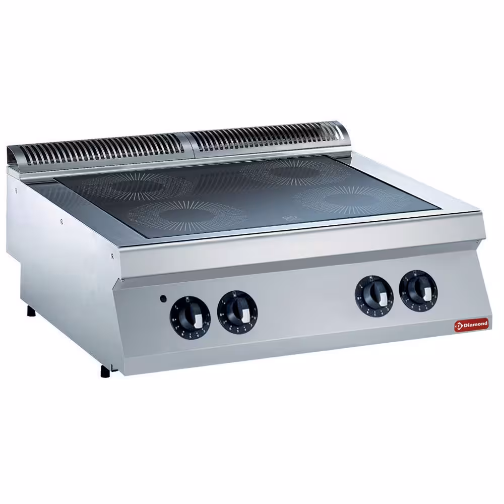 Cuisinière électrique vitrocéramique,  4 zones -- - restauration professionnel de qualité
