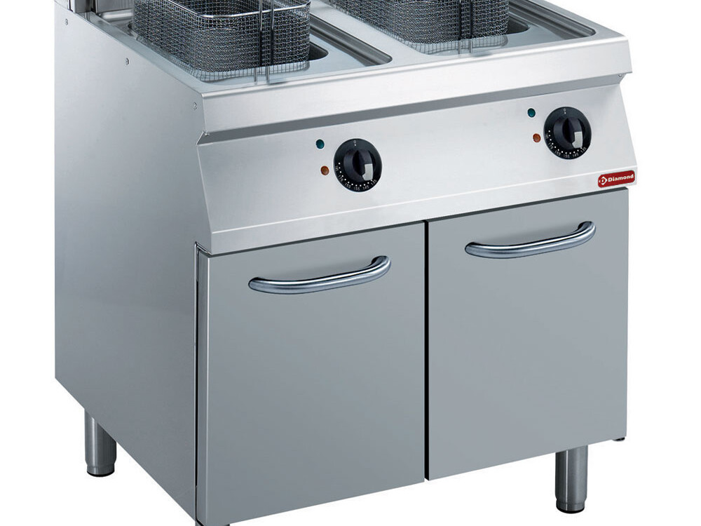 Friteuse électrique 2x 14 litres,  sur armoire - cuisine professionnel de qualité