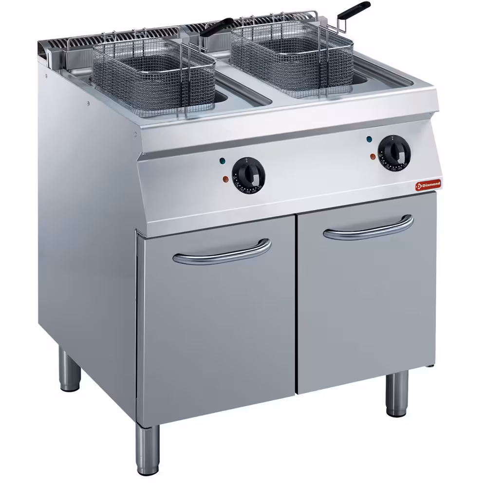 Friteuse électrique 2x 14 litres,  sur armoire - cuisine professionnel de qualité