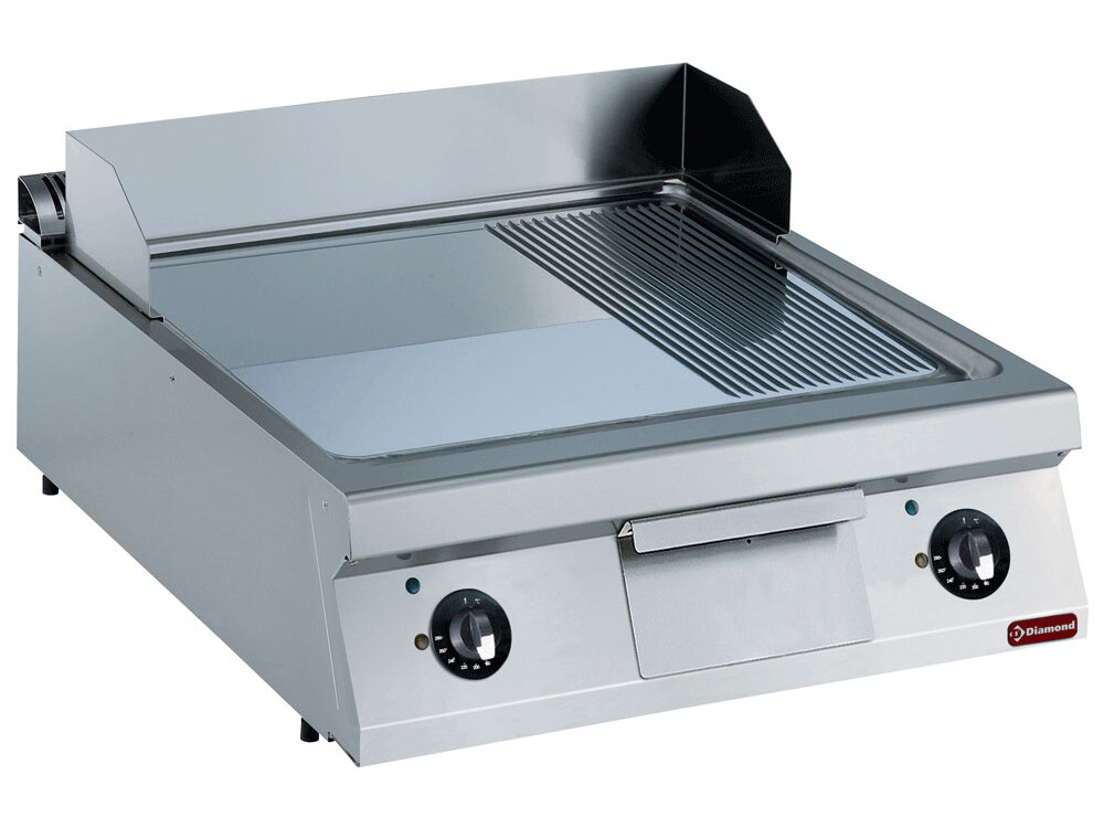 Plaque de cuisson électrique 2/3 lisse et 1/3 rainurée -- - professionnel professionnel de qualité