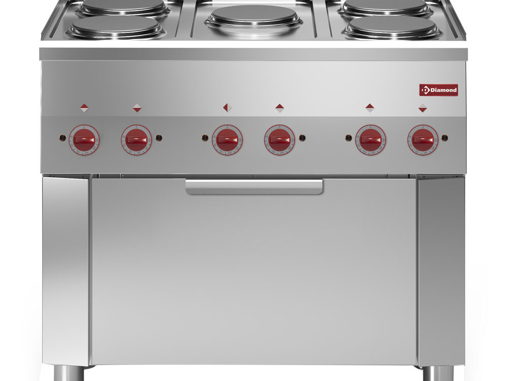 Fourneau 5 plaques et four convection électrique 1/1 - équipement professionnel de qualité