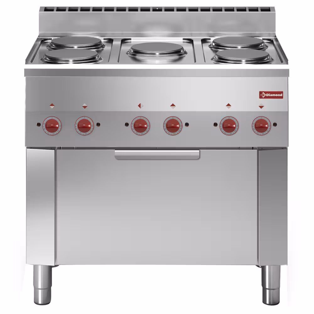 Fourneau 5 plaques et four convection électrique 1/1 - équipement professionnel de qualité