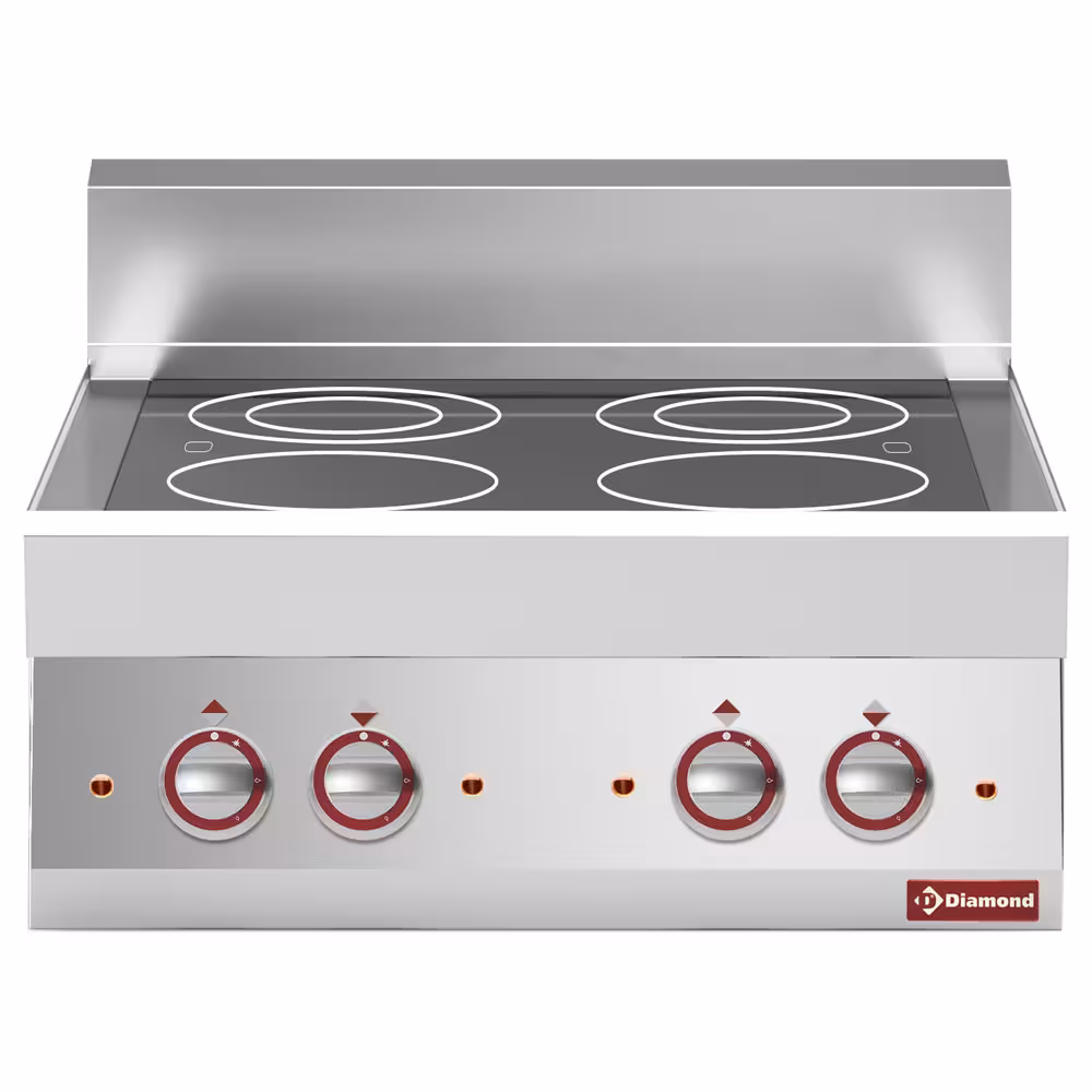 Cuisinière électrique vitrocéramique 4 foyers -Top- - restauration professionnel de qualité