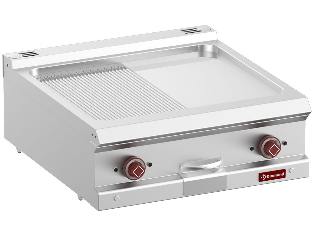 Plaque cuisson élec.,  1/2 lisse 1/2 rainurée,  chrome ... - cuisine professionnel de qualité