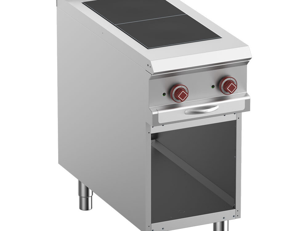 Fourneau électrique 2 plaques affleurantes, armoire ouv... - restauration professionnel de qualité