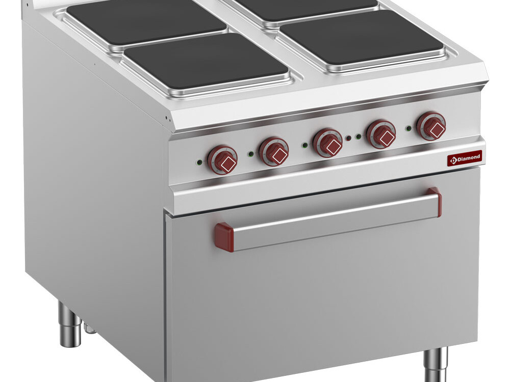 Fourneau électrique 4 plaques avec four 2/1 électrique - professionnel professionnel de qualité