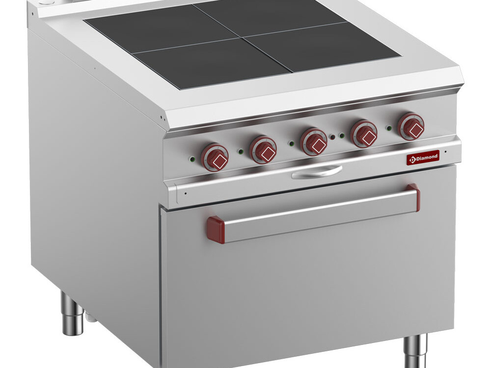 Fourneau électrique 4 plaques affleurantes, four 2/1 - restauration professionnel de qualité