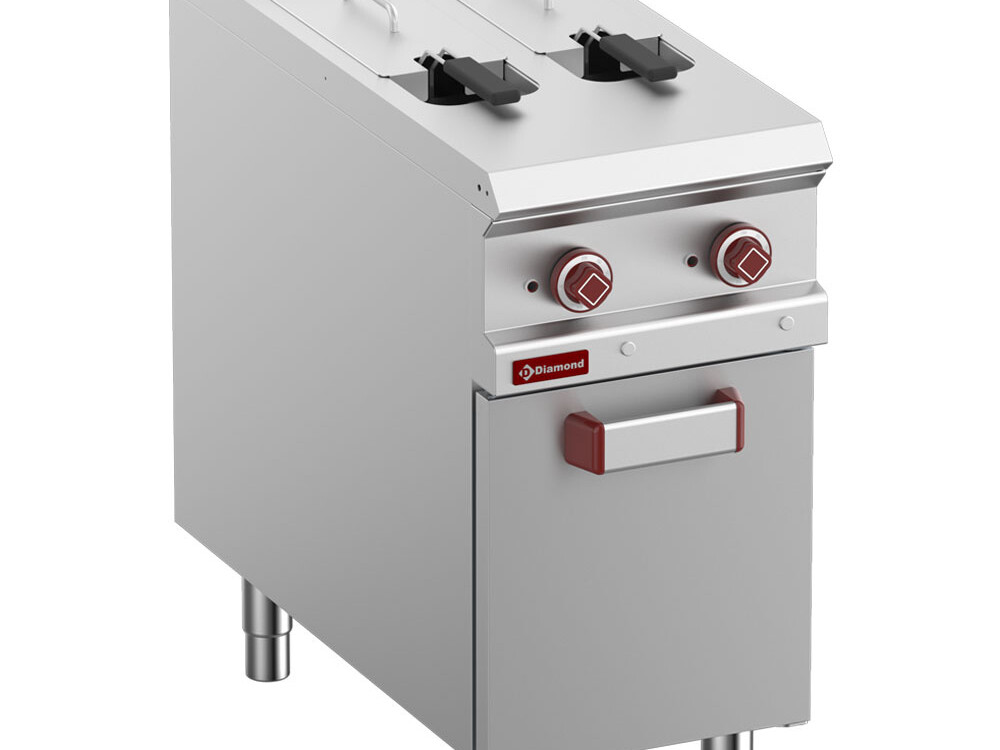 Friteuse électrique 2 cuves 8 lit. sur meuble fermé - restauration professionnel de qualité