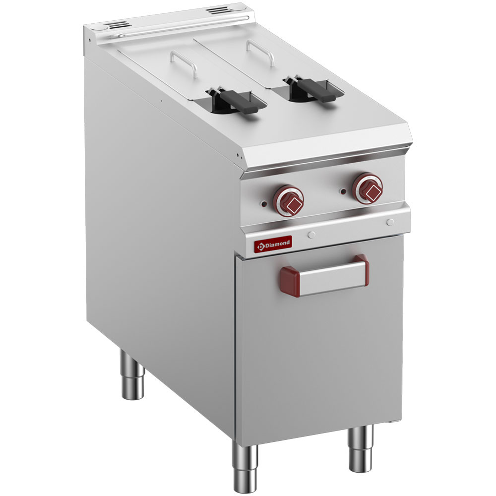 Friteuse électrique 2 cuves 8 lit. sur meuble fermé - restauration professionnel de qualité