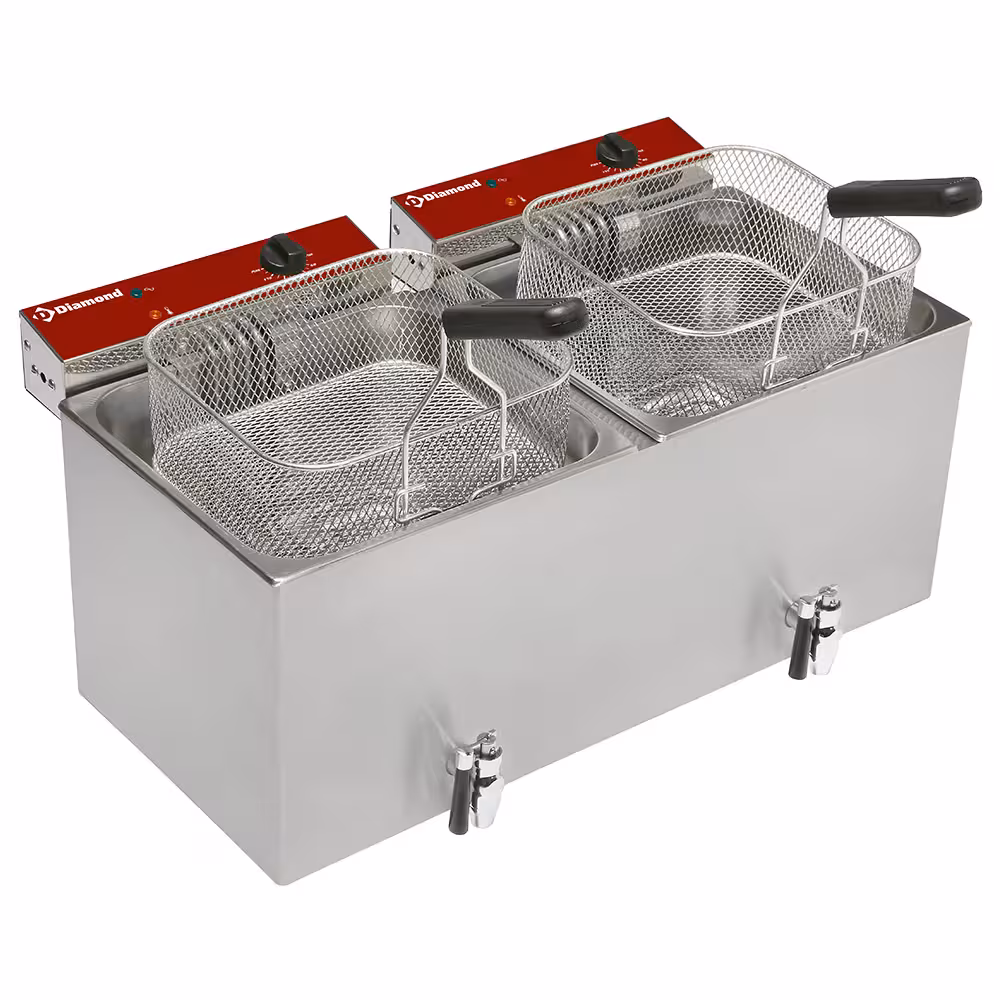 Friteuse de table électrique 2x 12 litres + robinet de v... - cuisine professionnel de qualité