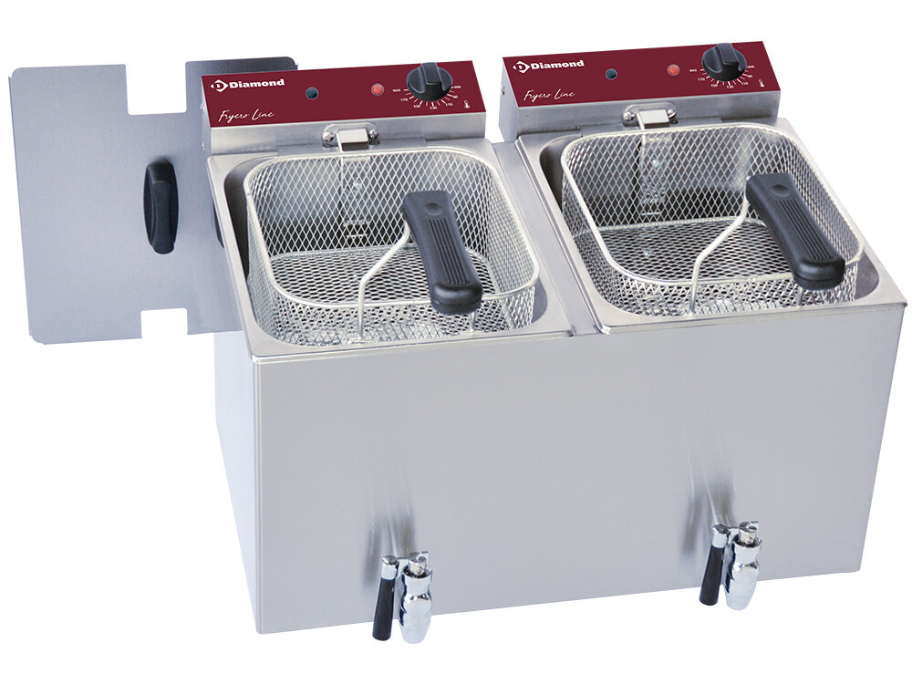 Friteuse de table électrique 2x 8 litres + robinet de vi... - restauration professionnel de qualité