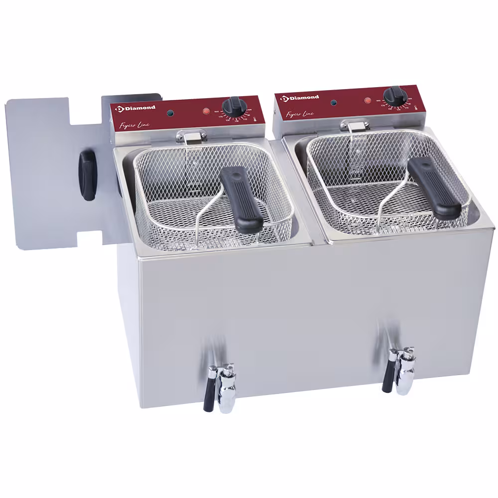 Friteuse de table électrique 2x 8 litres + robinet de vi... - restauration professionnel de qualité