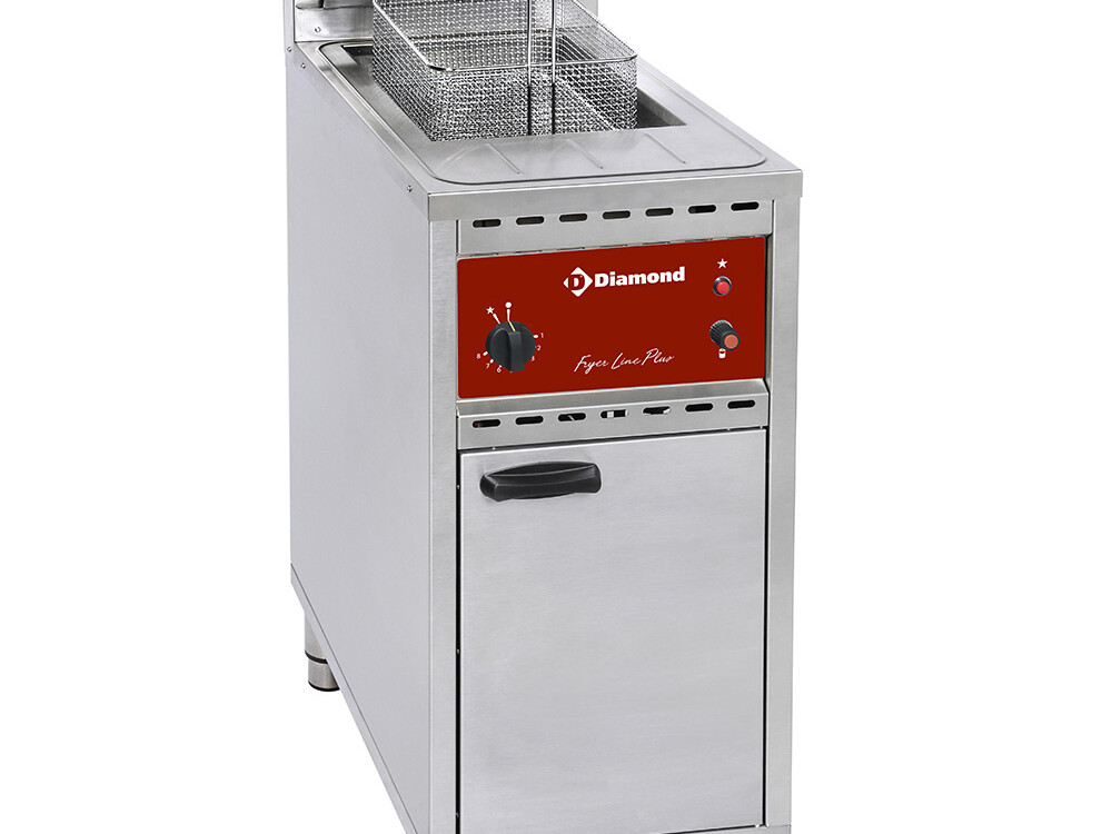 Friteuse gaz,  1 cuve 16 lit.,  sur meuble - équipement professionnel de qualité