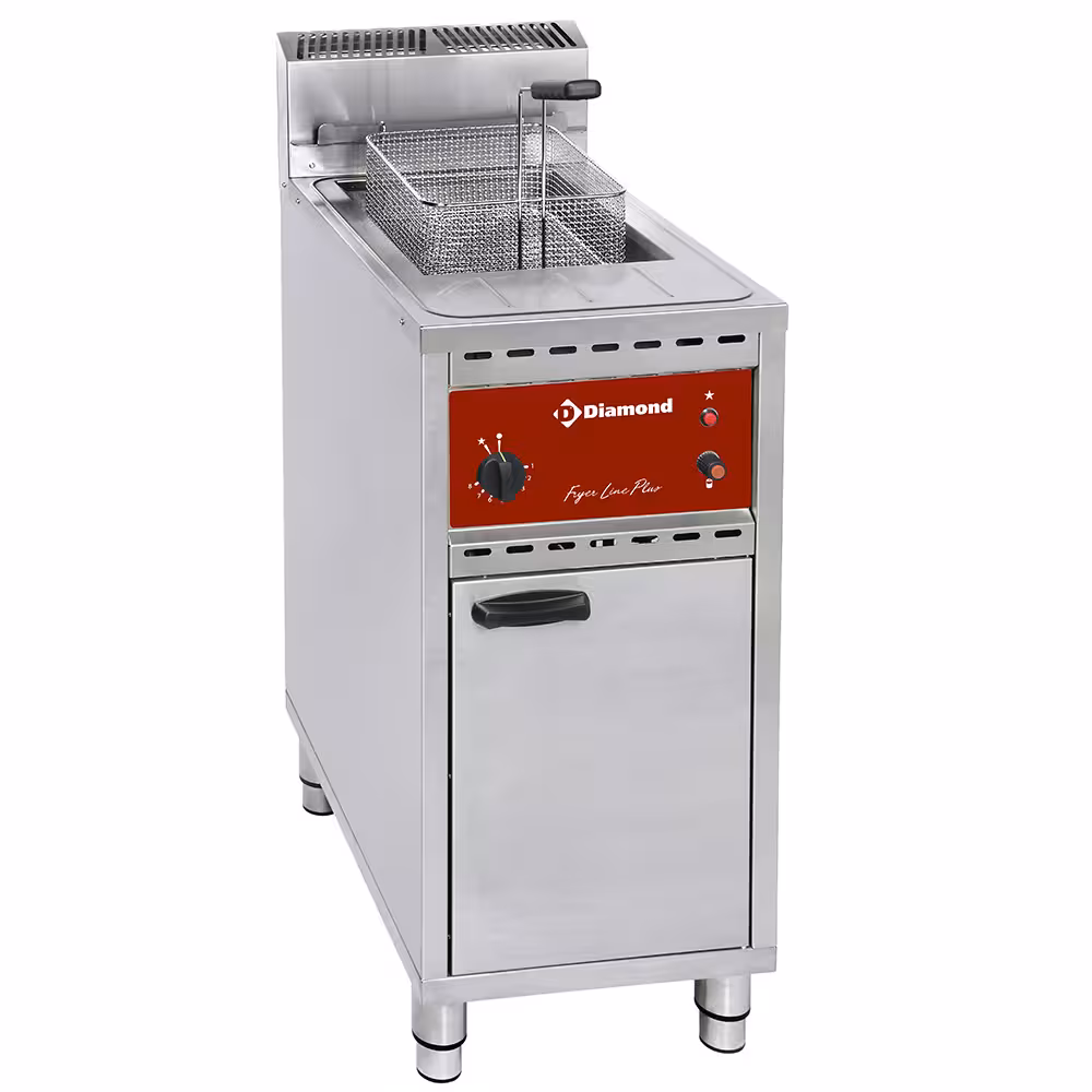 Friteuse gaz,  1 cuve 16 lit.,  sur meuble - équipement professionnel de qualité