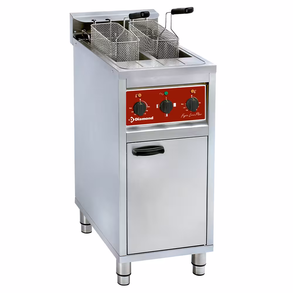 Friteuse électrique 2x 10 lit. sur meuble - cuisine professionnel de qualité