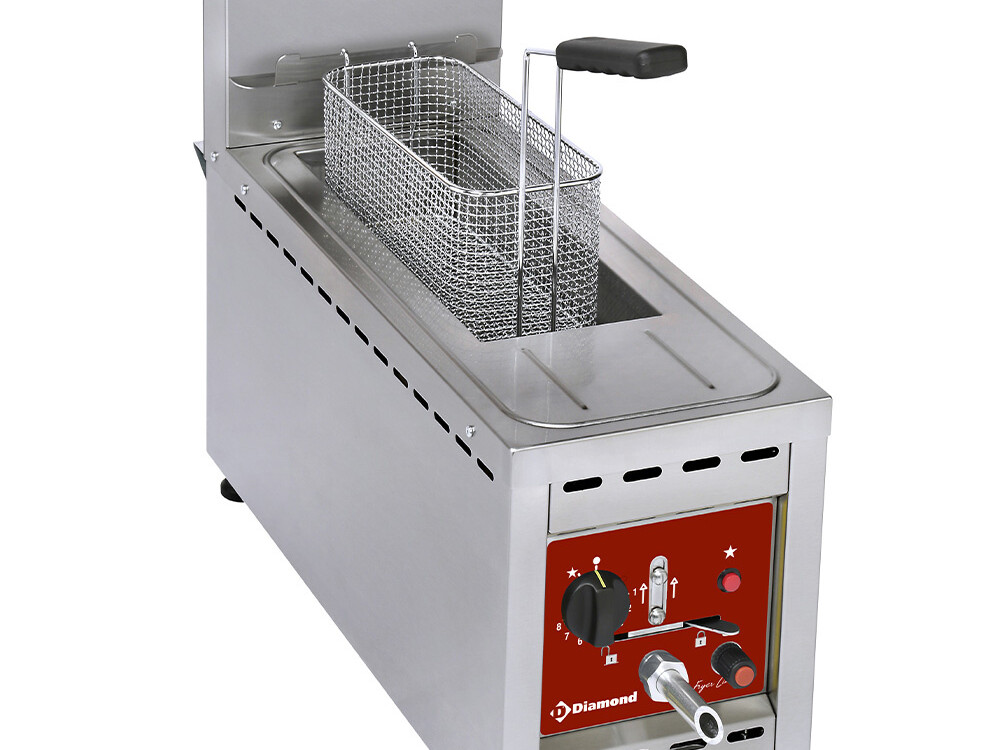 Friteuse gaz,  1 cuve 8 lit.,  à - équipement professionnel de qualité