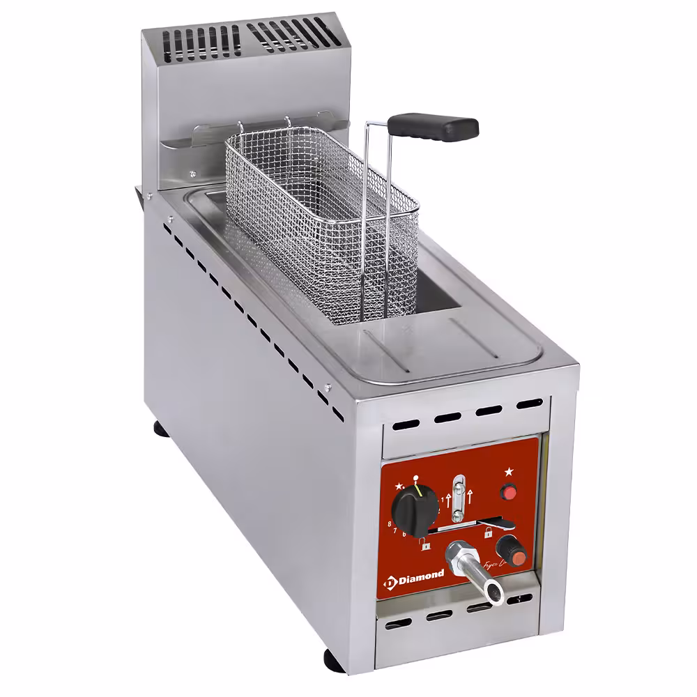 Friteuse gaz,  1 cuve 8 lit.,  à - équipement professionnel de qualité