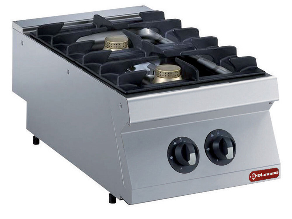 Cuisinière gaz 2 feux, 2x 5, 5 kW -- - restauration professionnel de qualité