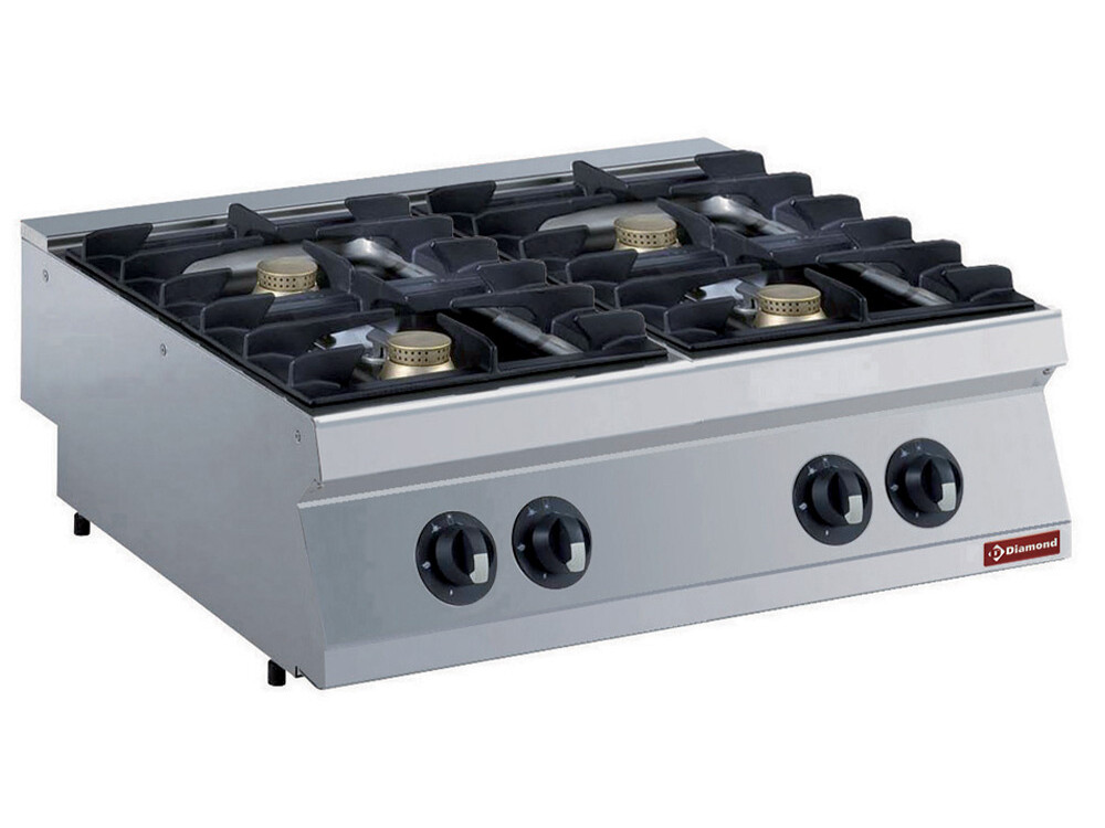Cuisinière gaz 4 feux, 4x 5, 5 kW -- - restauration professionnel de qualité