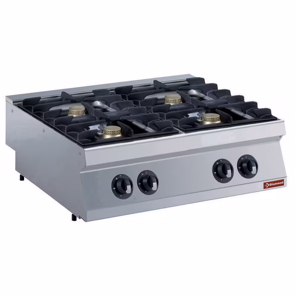 Cuisinière gaz 4 feux,  4x 5, 5 kW -- - restauration professionnel de qualité
