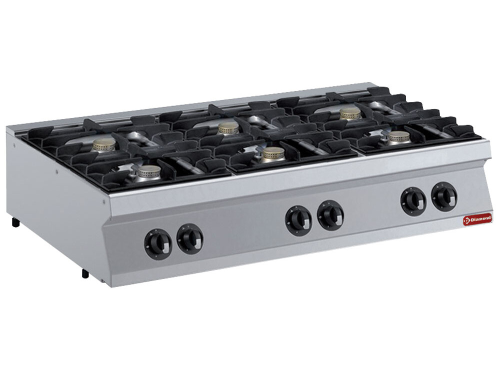 Cuisinière 6 feux gaz, Bruleurs 6x 5, 5 kW - - - professionnel professionnel de qualité