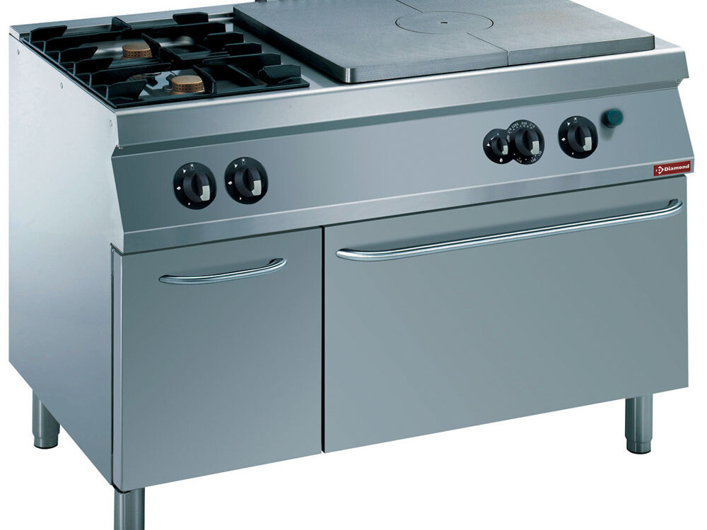 Fourneau 2 feux, 1 taque coup de feu, four gaz 2/1, ar... - professionnel professionnel de qualité