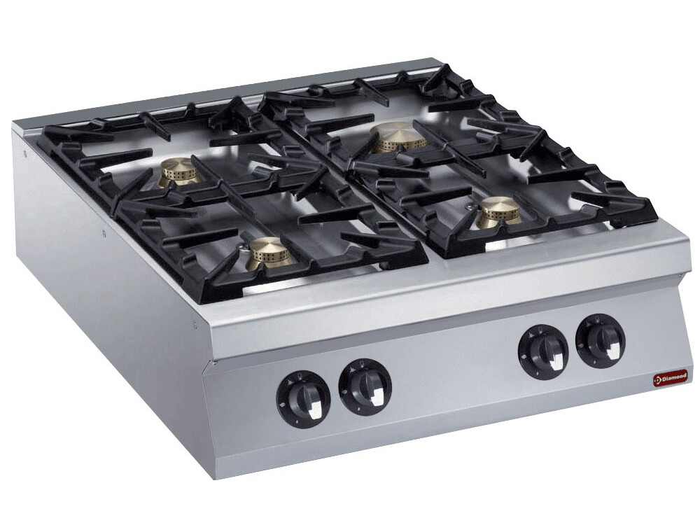 Cuisinière 4 feux vifs gaz -- - restauration professionnel de qualité