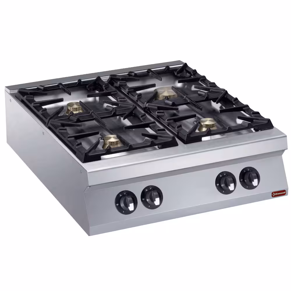 Cuisinière 4 feux vifs gaz -- - restauration professionnel de qualité