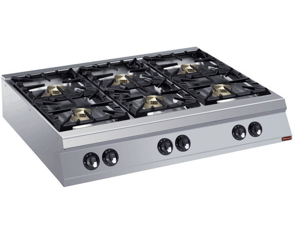 Cuisinière 6 feux vifs gaz -- - restauration professionnel de qualité