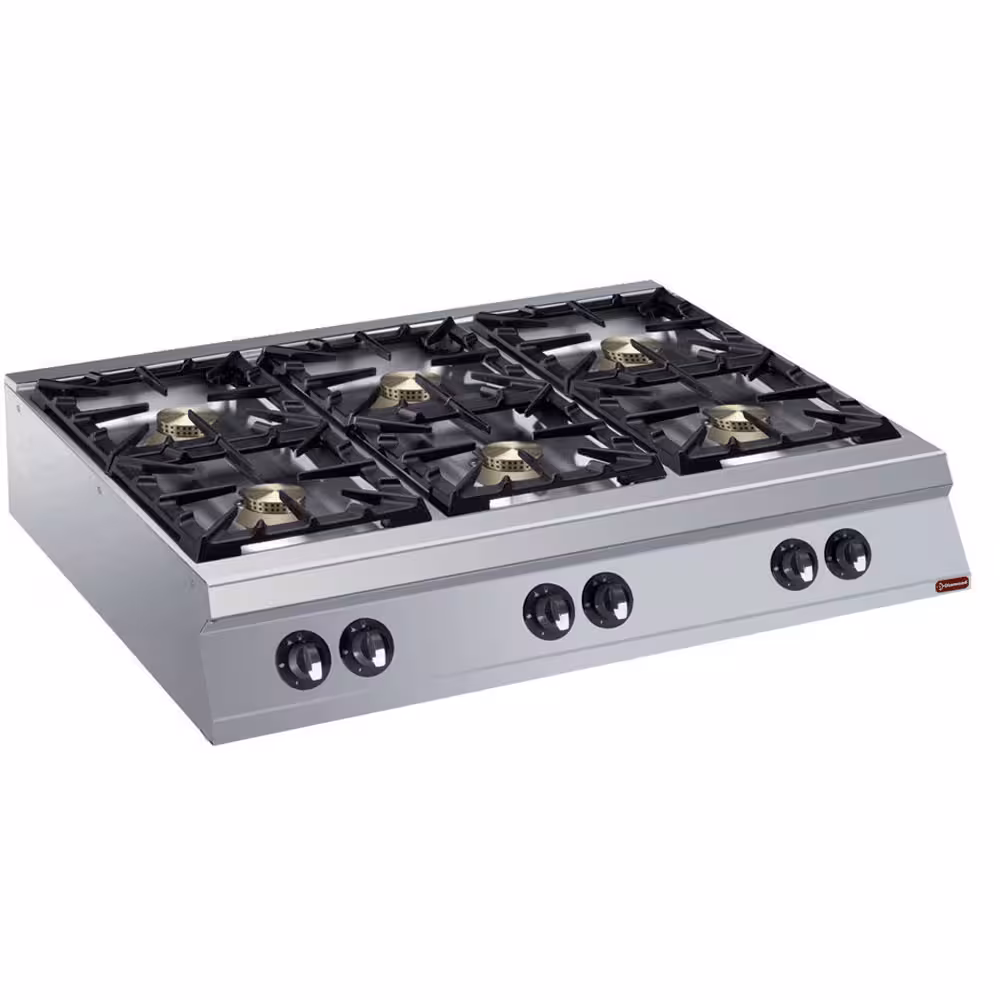 Cuisinière 6 feux vifs gaz -- - restauration professionnel de qualité