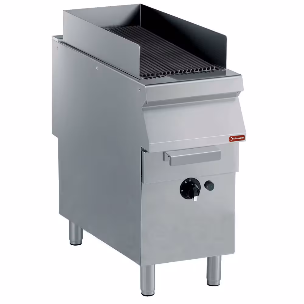 Grill vapeur,  grille en fonte,  sur piétement - équipement professionnel de qualité