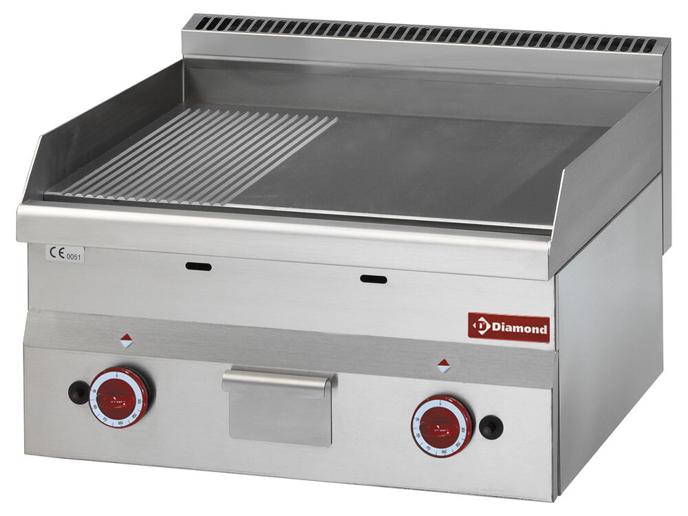 Plaque de cuisson gaz,  surface 2/3 lisse et 1/3 nervuré... - professionnel professionnel de qualité