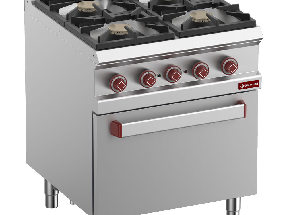 Fourneau 4 feux vifs gaz,  four élect. Convection 1/1 - équipement professionnel de qualité