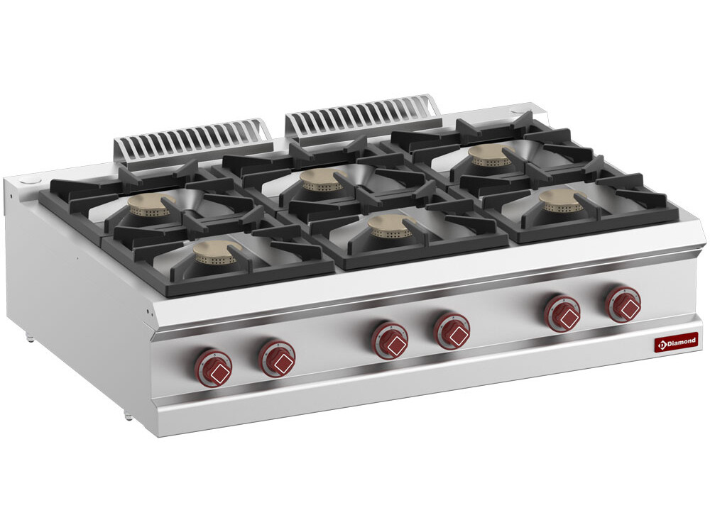 Cuisinière gaz 6 feux vifs -Top- - équipement professionnel de qualité