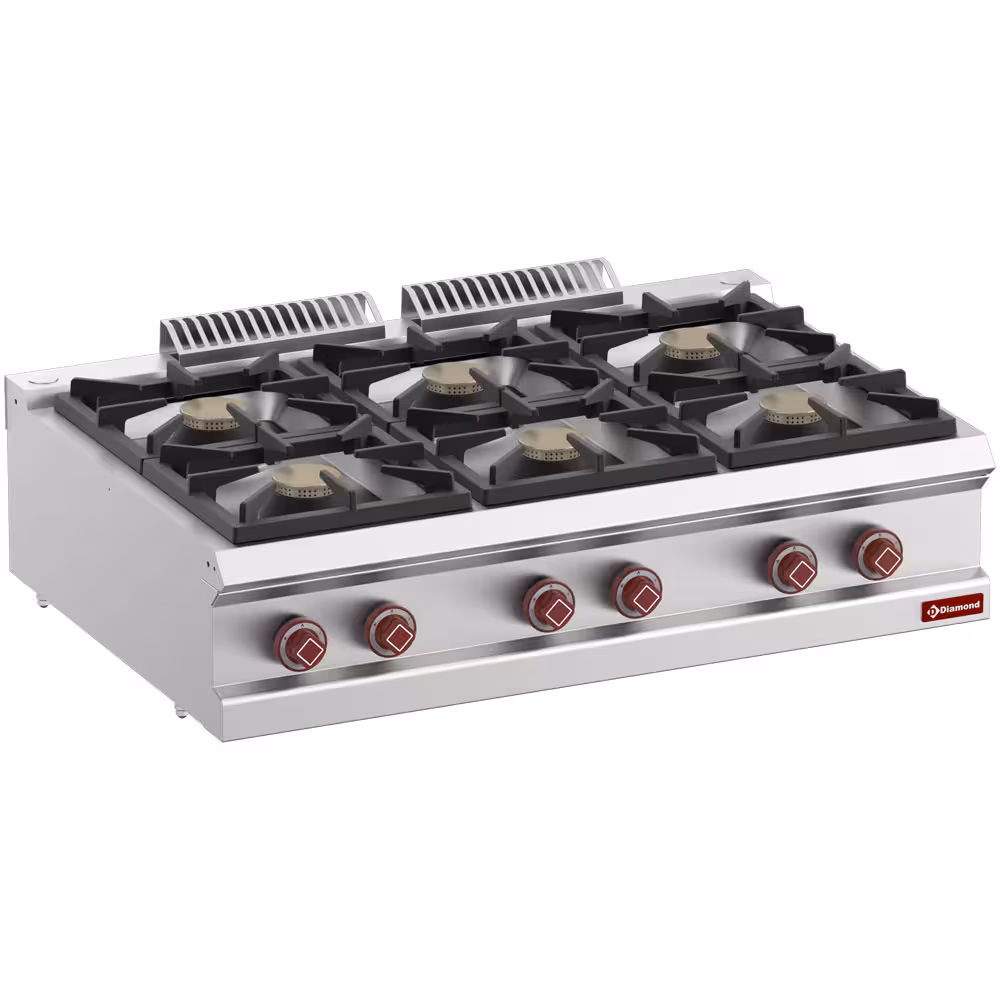 Cuisinière gaz 6 feux vifs -Top- - équipement professionnel de qualité